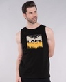 Shop Men's Black Lost In Time Graphic Printed Vest-Front