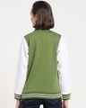Shop Women's Green & White Love Badge Color Block Varsity Bomber Jacket-Design