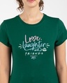 Shop Love Friends Half Sleeve Printed T-Shirt Dark Forest Green-Front