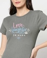 Shop Love Friends Half Sleeve Printed T-Shirt Meteor Grey-Front