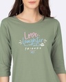 Shop Love Friends Round Neck 3/4 Sleeve T-Shirt-Front