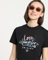 Shop Women's Black Love Laughter Typography T-shirt-Front