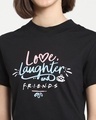 Shop Women's Black Love Laughter Typography T-shirt