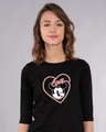 Shop Love Mickey Hearts Round Neck 3/4th Sleeve T-Shirt (DL)-Front