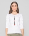 Shop Love to do Round Neck 3/4 Sleeve T-Shirt White-Front