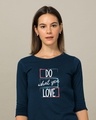 Shop Love Your Work Round Neck 3/4th Sleeve T-Shirt-Front