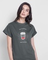 Shop Low Battery Coffee Boyfriend T-Shirt-Front