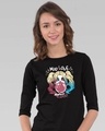 Shop Mad Love Harley Round Neck 3/4th Sleeve T-Shirt (BML) -Front