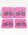 Shop Pack of 4 Purple Cycle Printed Wood Coasters-Front