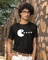 Shop Pack of 2 Unisex Black Pacman Couple T-Shirt-Design
