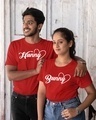 Shop Pack of 2 Unisex Red Hunny Bunny Couple  T-Shirt-Front