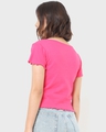 Shop Women's Pink V-Neck Slim Fit Short Top-Design