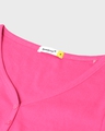 Shop Women's Pink V-Neck Slim Fit Short Top