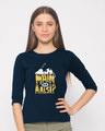 Shop Main Aur Aalsi Round Neck 3/4th Sleeve T-Shirt-Front
