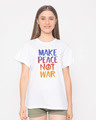Shop Make Peace Colorful Boyfriend T-Shirt-Front