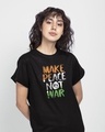 Shop Make Peace Tricolor Boyfriend T-Shirt-Front