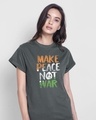 Shop Make Peace Tricolor Boyfriend T-Shirt-Front