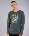Shop Make Peace Tricolor Full Sleeve T-Shirt-Front