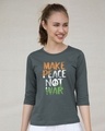 Shop Make Peace Tricolor Round Neck 3/4th Sleeve T-Shirt-Front