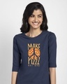 Shop Make Pizz Round Neck 3/4th Sleeve T-Shirt-Front