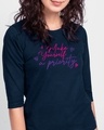 Shop Make Yourself A Priority 3/4 Sleeve Slim Fit T-Shirt Navy Blue-Front
