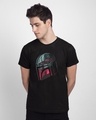 Shop Mandalorian Helmet Half Sleeve T-Shirt (SWL)-Front