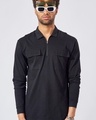 Shop Men's Black Oversized Polo T Shirt-Full