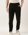 Shop Men's Black Side Striped Slim Fit Track Pants-Front
