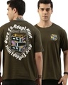 Shop Men's Green Graphic Printed Boxy Fit T Shirt-Front