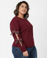 Shop Cropped Sweatshirt With Tie Up Sleeves-Design