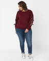 Shop Cropped Sweatshirt With Tie Up Sleeves