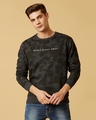 Shop Men's Black All Over Graphic Print Regular Fit Sweatshirt-Front