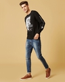 Shop Men's Black Graphic Print Brushed Regular Fit Sweatshirt