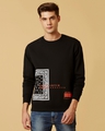 Shop Men's Black Placement Print Regular Fit Sweatshirt-Front