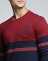 Shop Men's Maroon & Blue Color Block Slim Fit T-shirt