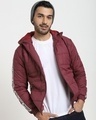 Shop Men's Maroon Puffer Jacket-Front