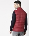 Shop Maroon Plain Sleeveless Puffer Jacket with Detachable Hood-Full