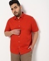 Shop Maroon Plus Size Solid Half Sleeve Shirt-Front