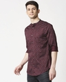 Shop Men's Maroon Poplin Print Slim Fit Shirt-Design