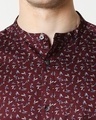 Shop Men's Maroon Poplin Print Slim Fit Shirt