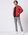 Shop Maroon Scuba Strip Bomber Jacket