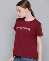 Shop Maroon Typographic T-Shirt