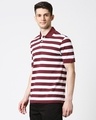 Shop Maroon & White Half Sleeve Stripe Polo-Design