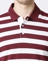 Shop Maroon & White Half Sleeve Stripe Polo