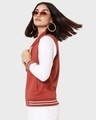 Shop Women's Red & White Color Block Varsity Bomber Jacket-Front