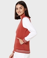 Shop Women's Red & White Color Block Varsity Bomber Jacket-Design