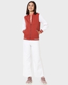 Shop Women's Red & White Color Block Varsity Bomber Jacket