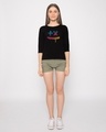 Shop Women's Black Martin Garrix Colorful 3/4th Sleeve Slim Fit T-shirt-Full