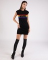 Shop Women's Black Marvel Logo Typography Slim Fit Dress-Design