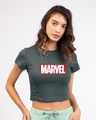 Shop Marvel Logo Ver 2 Round Neck Crop Top T-Shirt (AVL)-Front